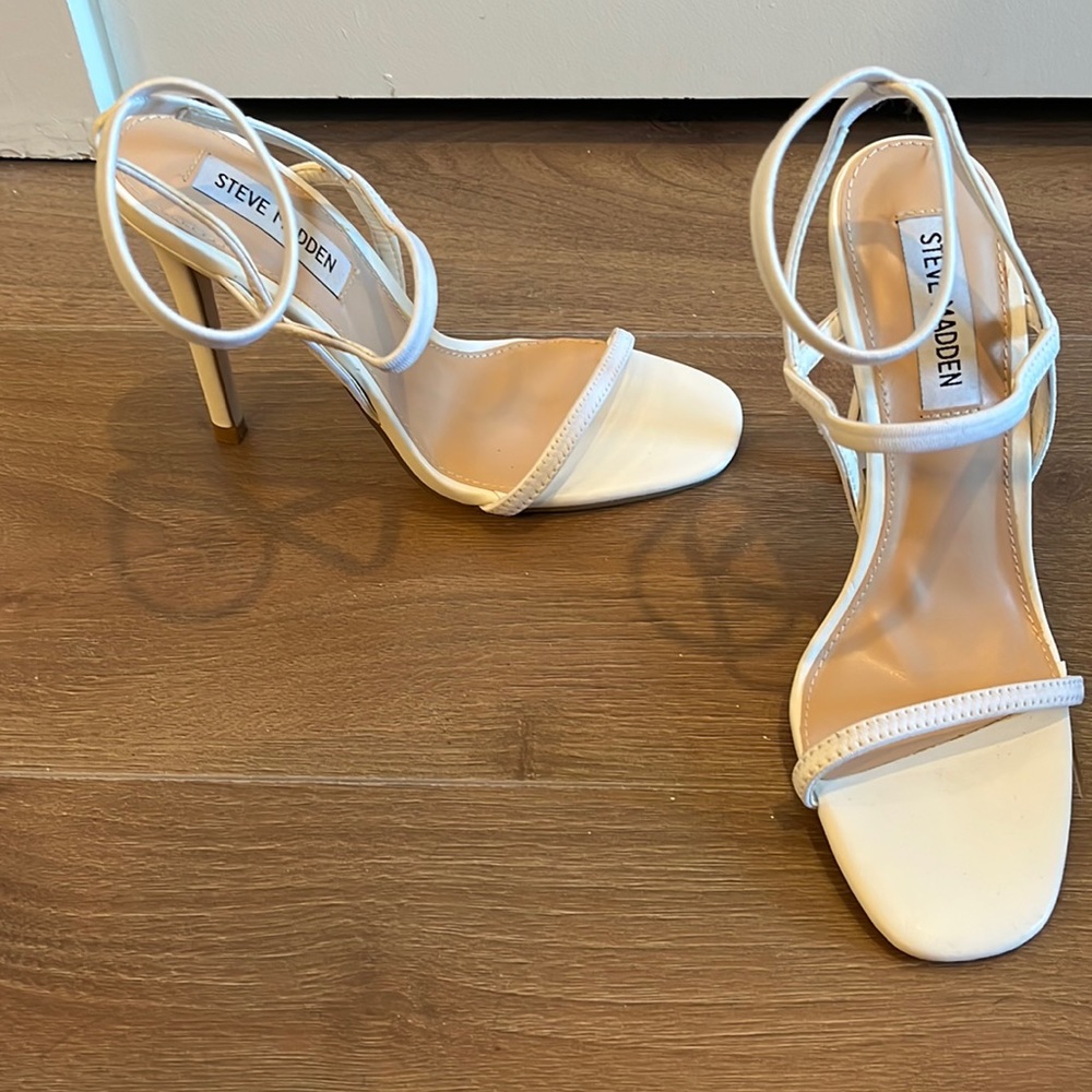 Steve Madden White Ankle strap Stiletto Open Toe Heel